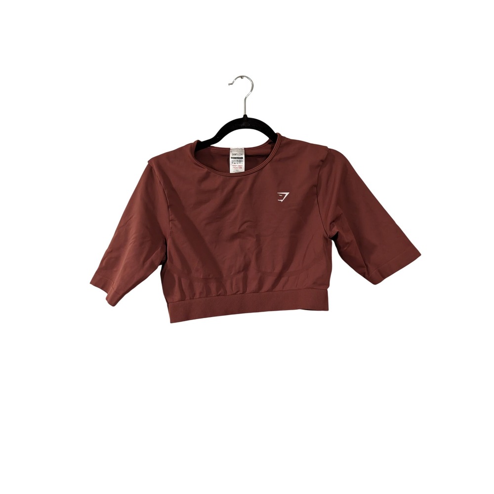 Gymshark Crop Top Womens Large Burgundy Vital Seamless 2.0 Short Sleeve